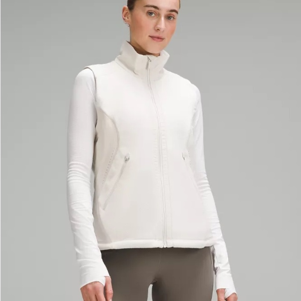 Lululemon Fleece Lined Running Vest White Grey Size 6